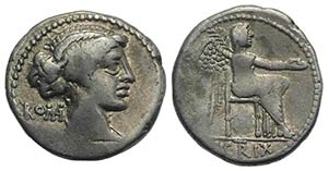 M. Cato, Rome, 89 BC. AR Denarius (17mm, ... 
