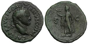 Domitian (Caesar, 69-81). Æ As (29mm, ... 