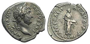 Hadrian (117-138). AR Denarius (18.5mm, ... 