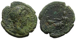 Marcus Aurelius (161-180). Æ As (27.5mm, ... 