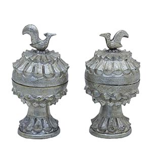 A PAIR OF SMALL INDONESIAN SILVER VASE AND ... 