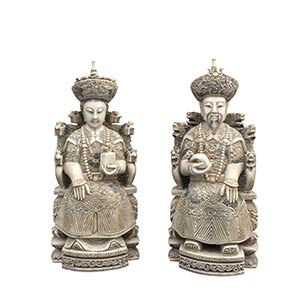 TWO IVORY CARVINGS OF THE SEATED IMPERIAL ... 