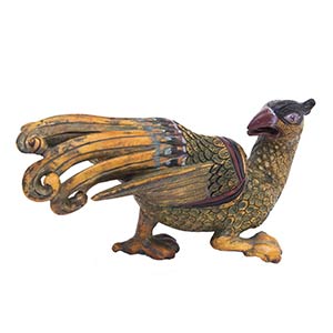 A PAINTED IVORY CARVING OF A PHEASANTEarly ... 