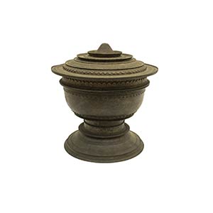 A LARGE INDONESIAN BRONZE STEM CUP AND COVER ... 