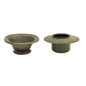TWO INDONESIAN BRONZE CONTAINERS 9 x 22,5 ... 