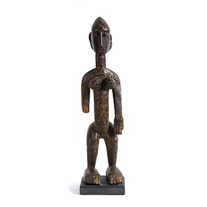 A BAMBARA WOODEN STANDING FEMALE FIGURE FROM ... 