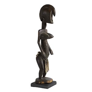 A BAMBARA WOODEN STANDING FEMALE FIGURE FROM ... 