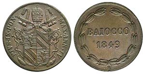 Italy, Papal States. Pio IX (1846-1878). Æ ... 