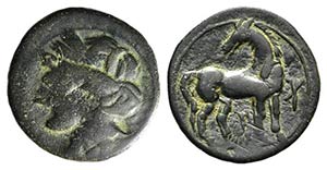 Carthage, 215-201 BC. Æ Shekel (21mm, ... 