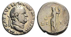 Vespasian (69-79). AR Denarius (16mm, 2.66g, ... 
