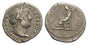 Hadrian (117-138). AR Denarius (18mm, 3.38g, ... 