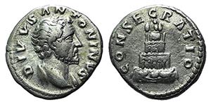 Divus Antoninus Pius (died 161). AR Denarius ... 