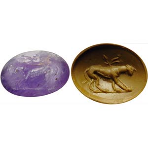 Roman amethyst intaglio. Panther with the  ... 