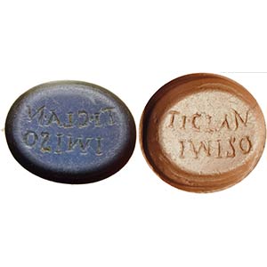 Roman nicolo intaglio. Inscription: TI - ... 