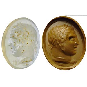 Roman chalcedony intaglio. Head of young ... 