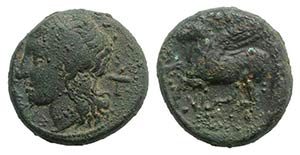 Sicily, Syracuse, 344-317 BC. Æ (17mm, ... 