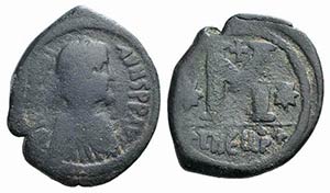Justinian I (527-565). Æ 40 Nummi (34mm, ... 