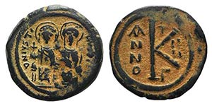Justin II and Sophia (565-578). Æ 20 Nummi ... 