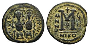 Justin II (565-578). Æ 40 Nummi (28mm, ... 