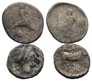 Lot of 2 Greek AR coins, including Campania, ... 