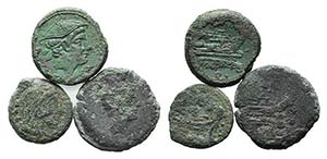 Lot of 3 Roman Republican Æ coins, to be ... 