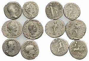 Lot of 6 Roman Denarii, including 1 ... 