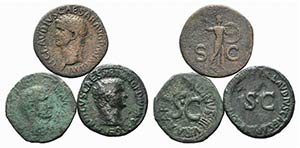 Lot of 3 Roman Imperial Æ Asses, to be ... 