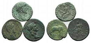 Lot of 3 Roman Imperial Æ Asses, including ... 