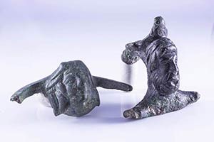 Couple of Roman Bronze Handle Attachments, ... 