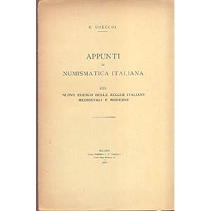 GNECCHI  E. - Appunti di numismatica ... 