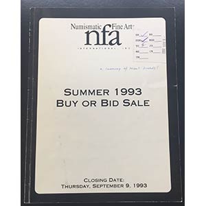 Numismatic Fine Art Auction Summer 1993 Buy ... 