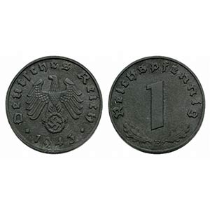 Germany, 1 Reichspfennig 1943 (16mm, 1.83g). ... 