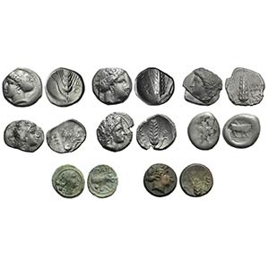 Lucania, lot of 8 AR and Æ coins, including ... 