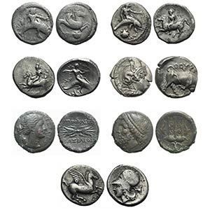 Lot of 7 Greek AR and Æ coins, including ... 