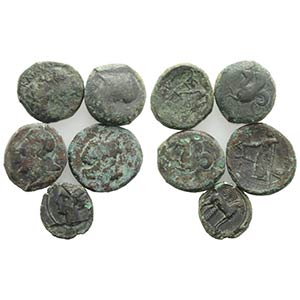 Sicily, lot of 5 Æ Greek coins, to be ... 