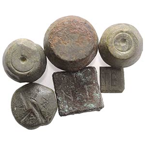 Lot of 6 Æ Byzantine and Medieval Weights. ... 