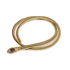 DIAMOND, RUBY AND GOLD SNAKE NECKLACE - ... 