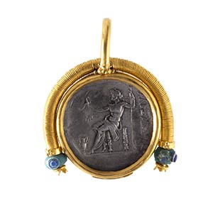 ANCIENT COIN, GOLD AND GLASS PASTE ... 
