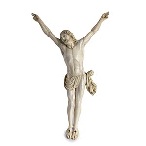 CARVED IVORY CRUCIFIX - FRENCH, XIX ... 