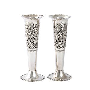 ANTIQUE PAIR OF STERLING SILVER 925‰ VASES ... 