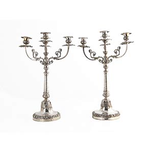 A PAIR OF SOLID 833‰ SILVER CANDELABRA - ... 