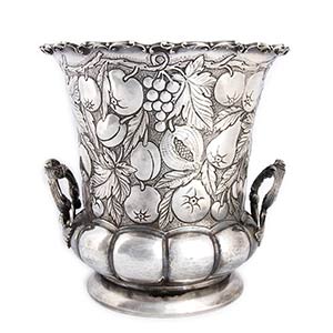 AN ITALIAN SOLID 800‰ SILVER WINE COOLER - ... 