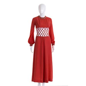 RED CORAL DRESSLate 60sA coral red silk ... 