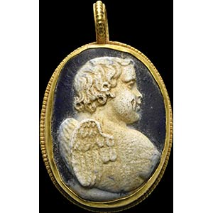 A roman glass paste cameo, mounted in an ... 