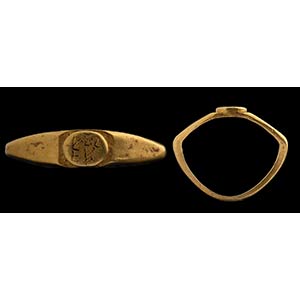 A roman gold ring. Inscription. ER-MES ... 