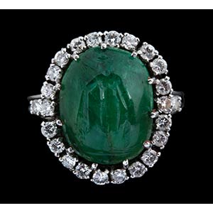 An emerald intaglio, mounted on a ... 