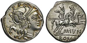 M. Junius Silanus, Denarius, Rome, 145 BC AR ... 
