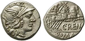 C. Renius, Denarius, Rome, 138 BCAR (g 3,92; ... 