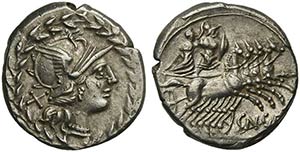 Cn. Gellius, Denarius, Rome, 138 BCAR (g ... 
