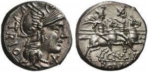 Cn. Lucretius Trio, Denarius, Rome, 136 BCAR ... 